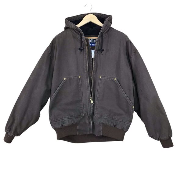 Walls Other - Walls Work Wear Mens Hooded Jacket Zipper Front Brown Size Large Chest 42-44